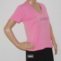 Damen-T-Shirt-Sport-Freizeit-Pink-Rosa-V-Ausschnit-Groesse-S-Nr1